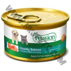 Petssion 貓罐頭 汁煮三文魚滑雞塊 (80克)