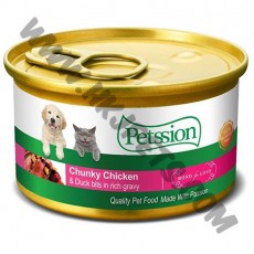 Petssion 貓犬合用罐頭 汁煮滑雞塊鴨肉粒 (3安士)