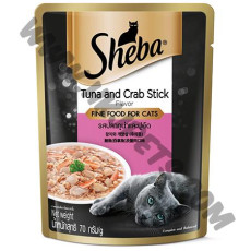 Sheba 貓貓 袋裝 鮪魚(吞拿魚)及蟹肉口味 (粉紅，70克)