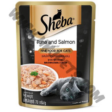 Sheba 貓貓 袋裝 鮪魚(吞拿魚)及鮭魚(三文魚)口味 (橙，70克)