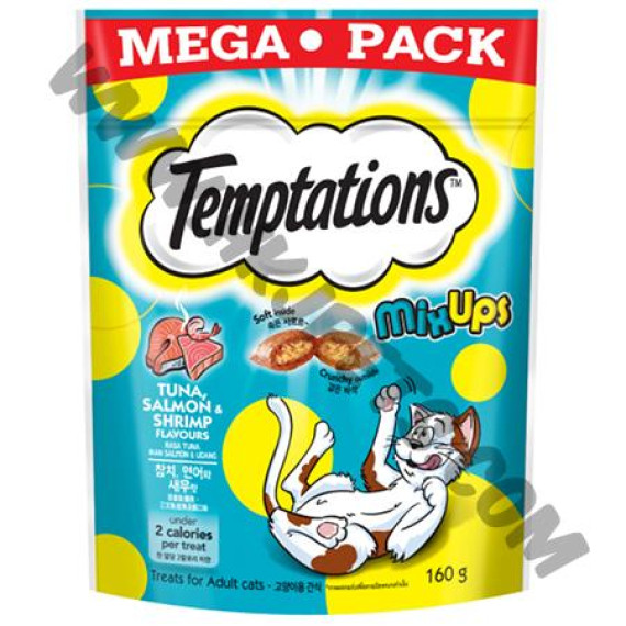 Whiskas Temptations Megapack 防牙石貓小食 吞拿魚，三文魚，蝦 (160克)