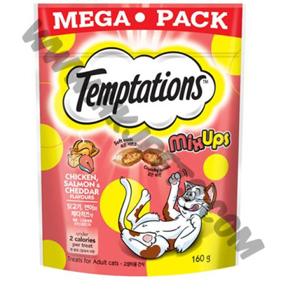 Whiskas Temptations Megapack 防牙石貓小食 雞，三文魚，芝士 (160克)