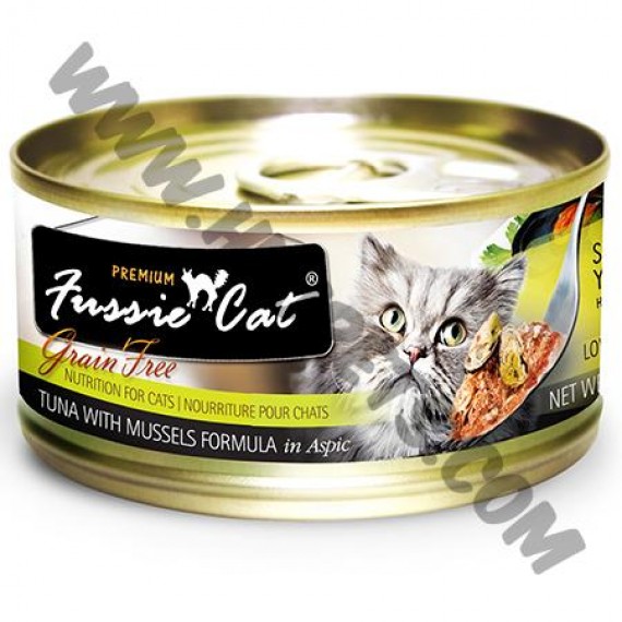 Fussie Cat 黑鑽系列 貓罐頭 純天然吞拿魚，青口 (7，80克)