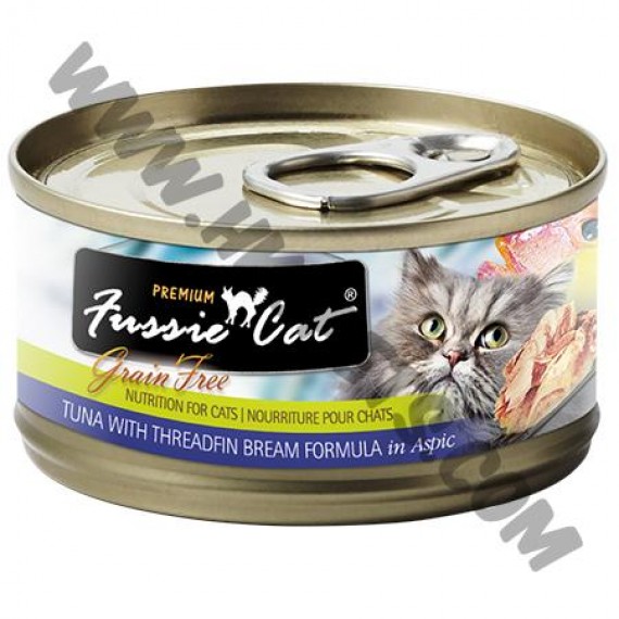 Fussie Cat 黑鑽系列 貓罐頭 純天然吞拿魚，鯛魚 (11，80克)