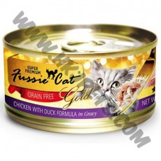 Fussie Cat 金鑽系列 貓罐頭 純天然雞肉，鴨加肉汁 (25，80克)