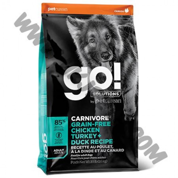 GO! Solutions 狗乾糧 Carnivore 無穀物 成犬 雞肉，火雞及鴨肉配方 (12磅)