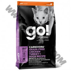 GO! Solutions 貓乾糧 Carnivore 無穀物 雞肉，火雞及鴨肉配方 (3磅)
